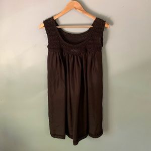 Susana Monaco XS Brown 100% Silk Babydoll Dress with Crochet Trim